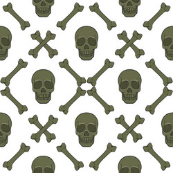 Set of seamless patterns with skull and bones vector