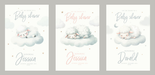 watercolor baby shower invitation set greeting Vector Image