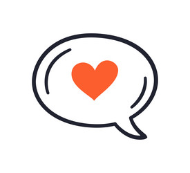 Heart in speech bubble like symbol declaration vector