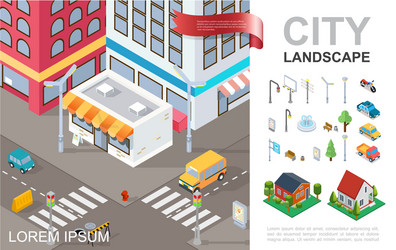 Noise pollution isometric flowchart Royalty Free Vector