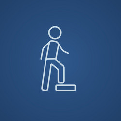 man doing step exercise line icon vector image