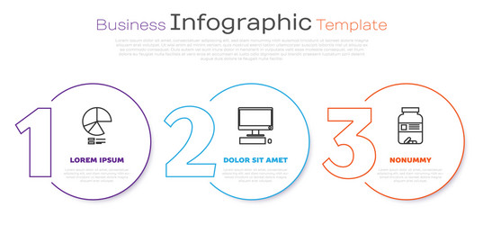 set line pie chart infographic computer monitor vector image