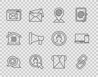 set line speech bubble chat chain link location vector image