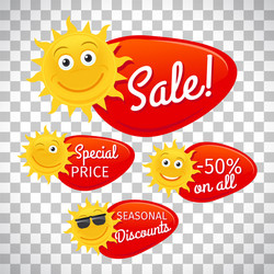 summer sale labels on transparent background vector