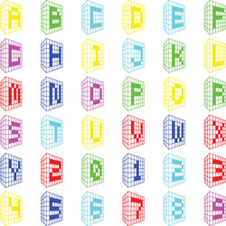 abc colored building font with numbers vector image