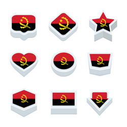 angola flags icons and button set nine styles vector image