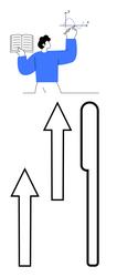 person learning mathematics with graphs and arrows vector image