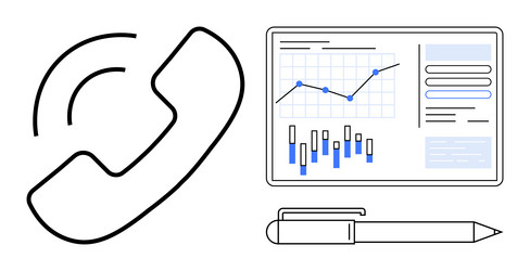 phone call communication with data analytics vector image