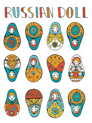 Russian dolls colorful collection vector