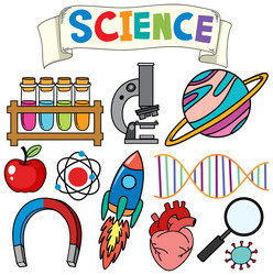 colorful science objects and icons set vector image
