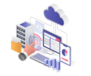 flat isometric concept control web developer vector image