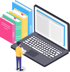 student is reading a book while learning using vector image
