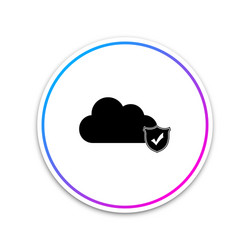 Cloud and shield with check mark icon on white vector