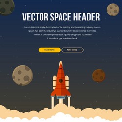 Flat rocket header background image vector