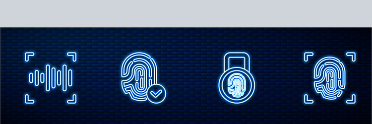 set line fingerprint with lock voice recognition vector image