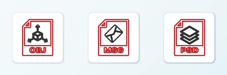 set line psd file document obj and msg icon vector image