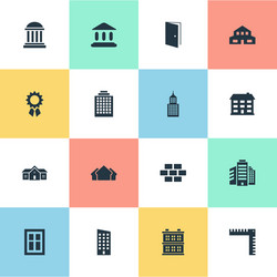 set of 16 simple architecture icons can be found vector image