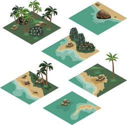 Beach landscape isometric tile set Royalty Free Vector Image