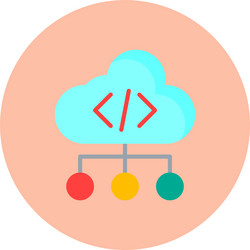 cloud coding flat circle icon vector image