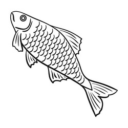 fish icon in outline style isolated on white vector