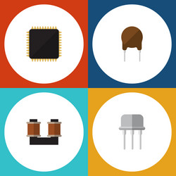 flat icon device set of resist triode cpu vector image