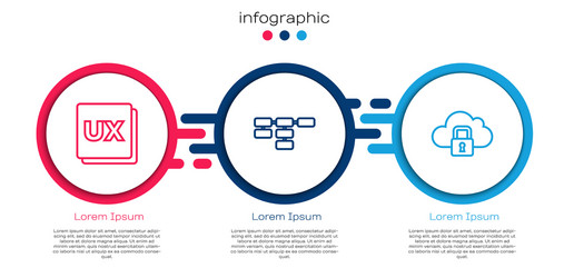 set line ui or ux design site map and cloud vector image