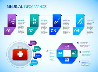 Origami infographics medical template vector