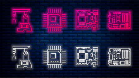 set line processor with microcircuits cpu printed vector image