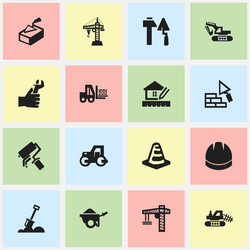 set of 16 editable structure icons includes vector image