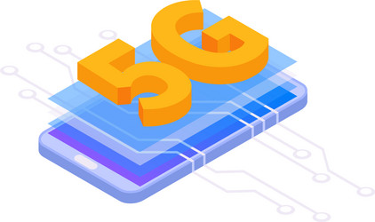 5g gadget isometric composition vector