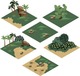 Beach landscape isometric tile set Royalty Free Vector Image