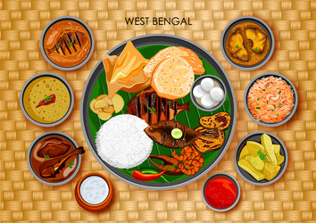 Bengali Thali Meal - Indian Cuisine Vector Image