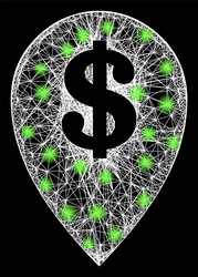 net bank map marker mesh with bright flash nodes vector image