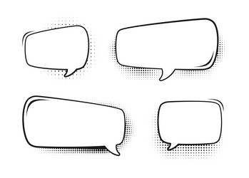 Retro blank comic speech bubbles set with black Vector Image