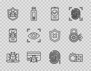 set line system bug on monitor firewall security vector image