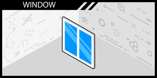 window isometric design icon web 3d colorful vector image