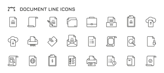 document line icons thin paper and envelope vector image