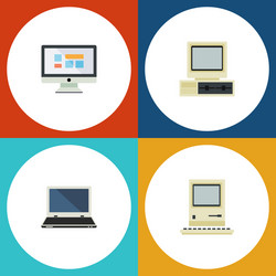 flat icon laptop set of notebook computer vector image