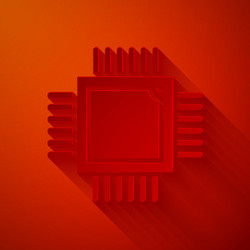 paper cut computer processor with microcircuits vector image