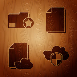 set cloud and shield document folder with star vector image