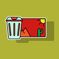 Sticker delete image flat icon on color background vector