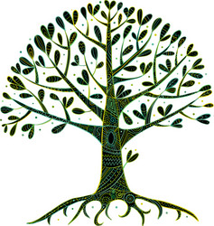 tree with roots for your design vector image