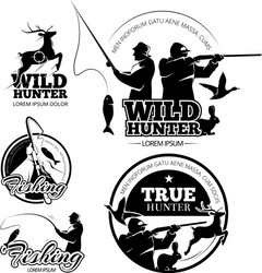 Vintage Hunting & Fishing Emblems Vector Image