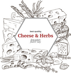 Cheese banner hand drawn sketch vector