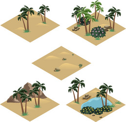 Desert landscape isometric tile set Royalty Free Vector