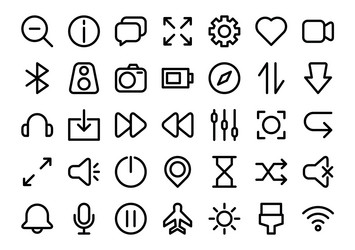 user interface outline color icons set vector image