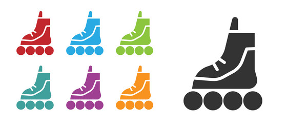 black roller skate icon isolated on white Vector Image