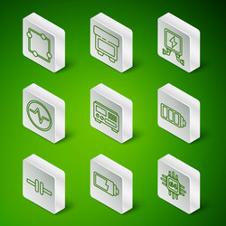 set line processor with microcircuits cpu battery vector image