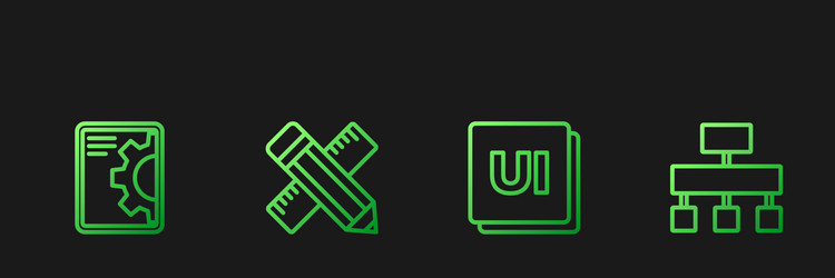 set line ui or ux design web development crossed vector image