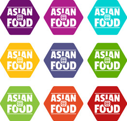 Asian food icons set 9 vector